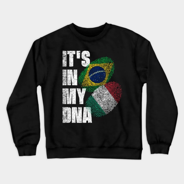 Italian And Brazilian Mix DNA Heritage Flag Crewneck Sweatshirt by simonStufios